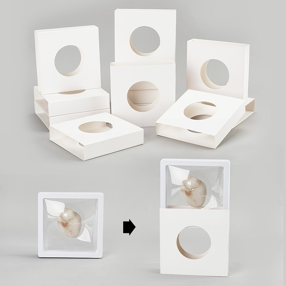 30pcs Square Cardboard Gift boxes with Hollow Window White Round Pattern Hollow