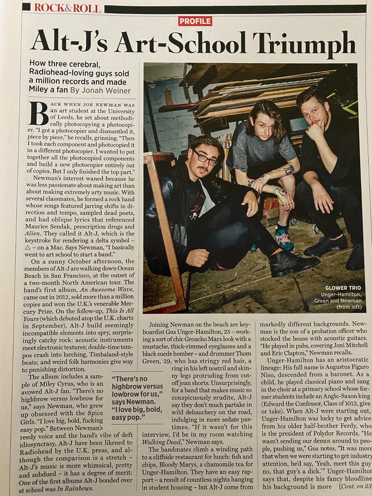 Alt-J, Two Page Vintage Clipping