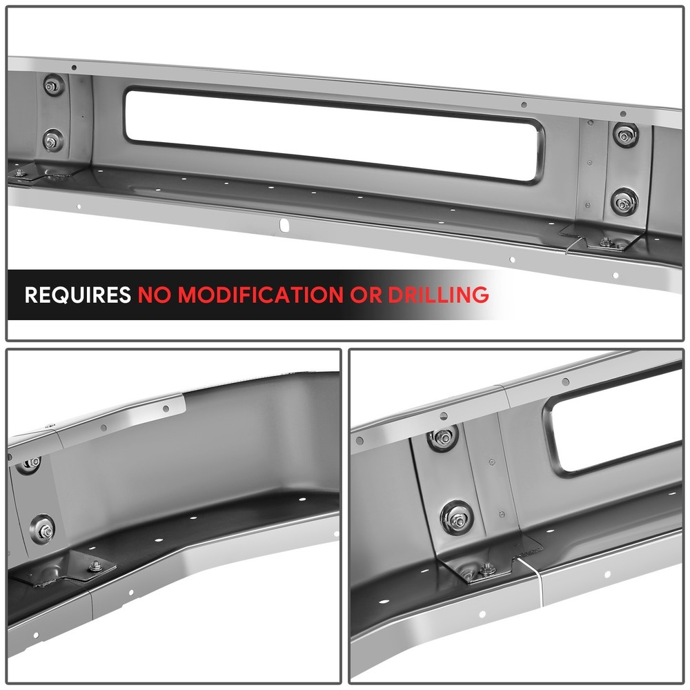 For 2008-2019 Ford E150 E250 E350 E450 SD Front Bumper Face Bar Chrome Steel
