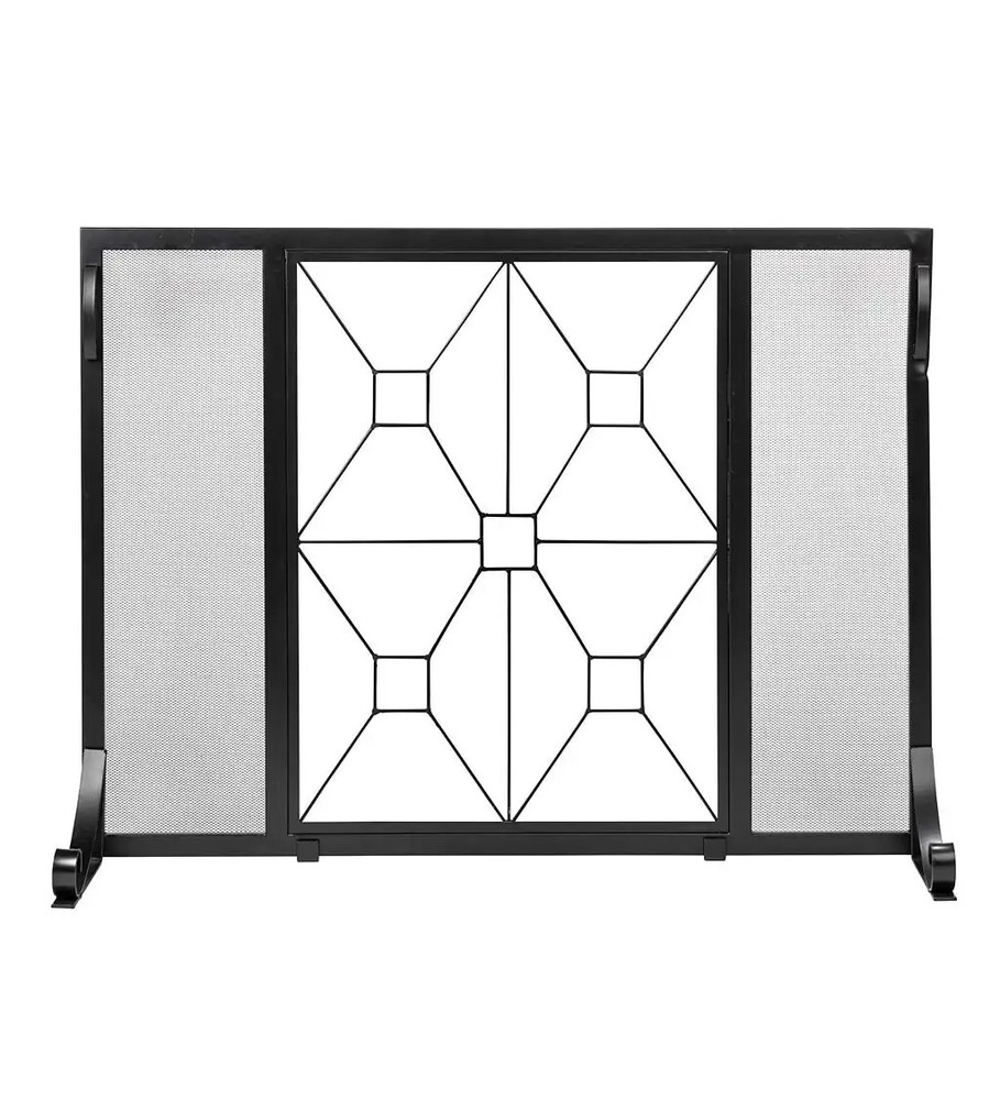 Manhattan Tempered Glass Flat Guard Fire Screen, Small - Black