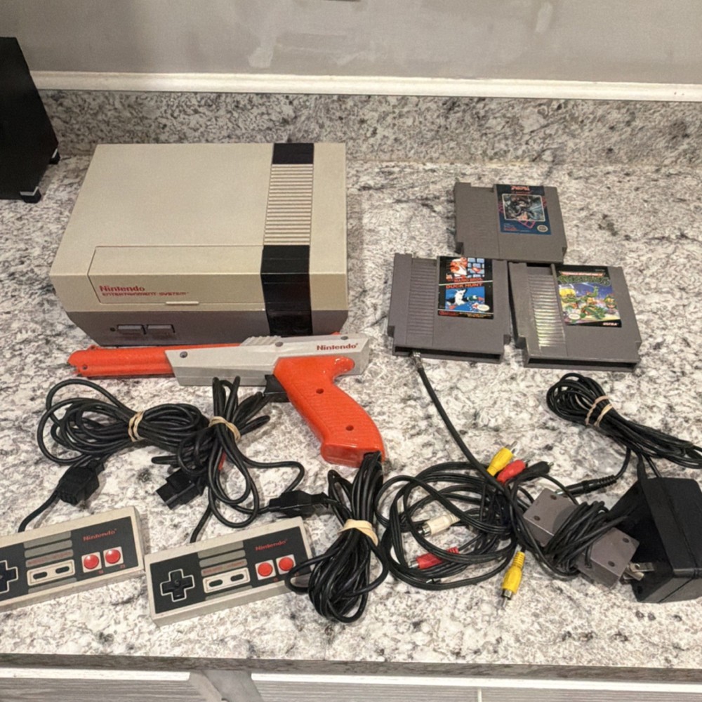 NES Complete Bundle Including Console, Cords, Controllers, and 3 Games