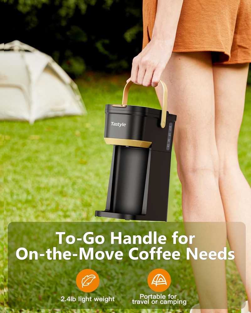 Single Serve One Cup Coffee Maker, for K Cups and Grounds, Mini Coffee Maker wit
