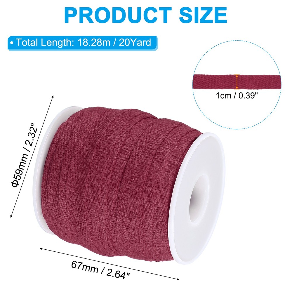 10mm x 66feet Inch Flat Drawstring Cord Drawstring Replacement, Dark Red