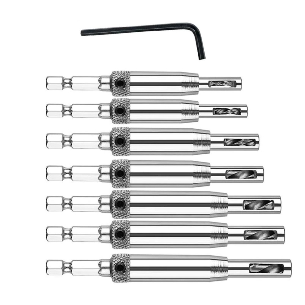 1/4in Hex Self Centering Hinge Hardware Drill Bit Set With Unique Design