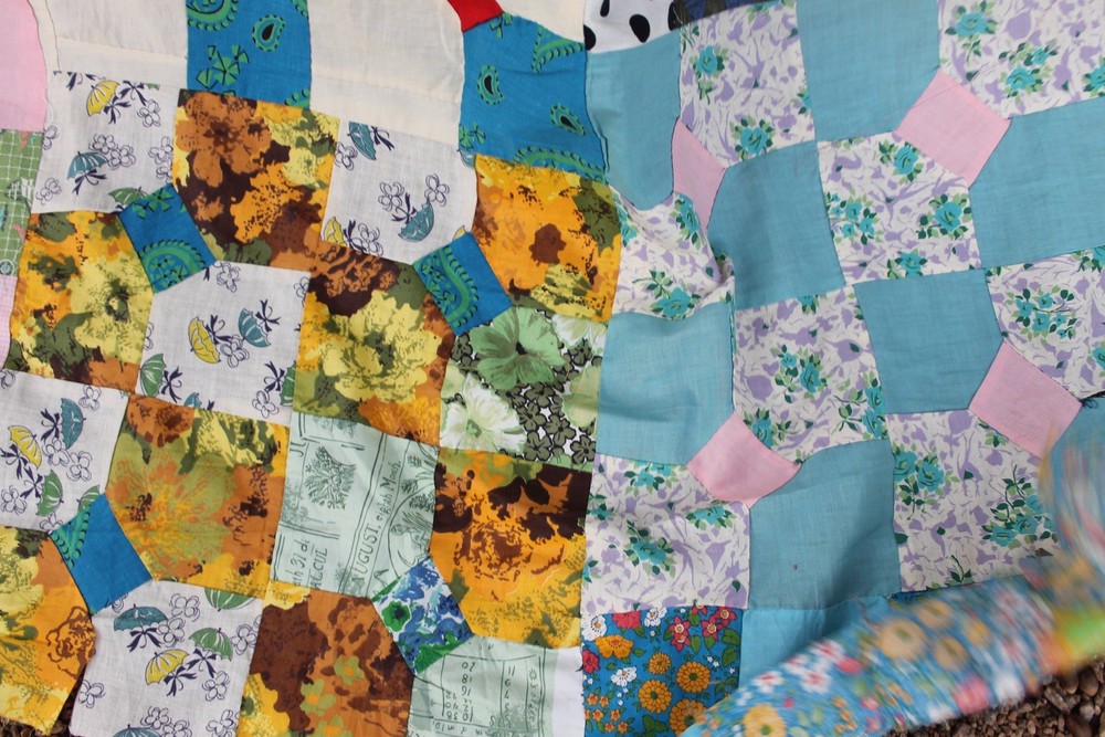 Vintage Scrappy Checkered Patchwork Quilt Top