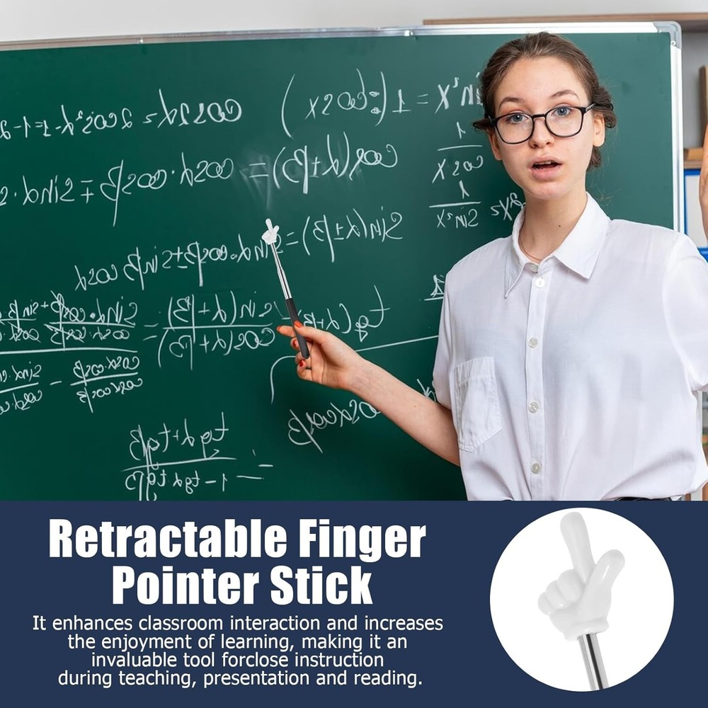 2 Pack Telescoping Teachers Pointer - Versatile Retractable Hand Black