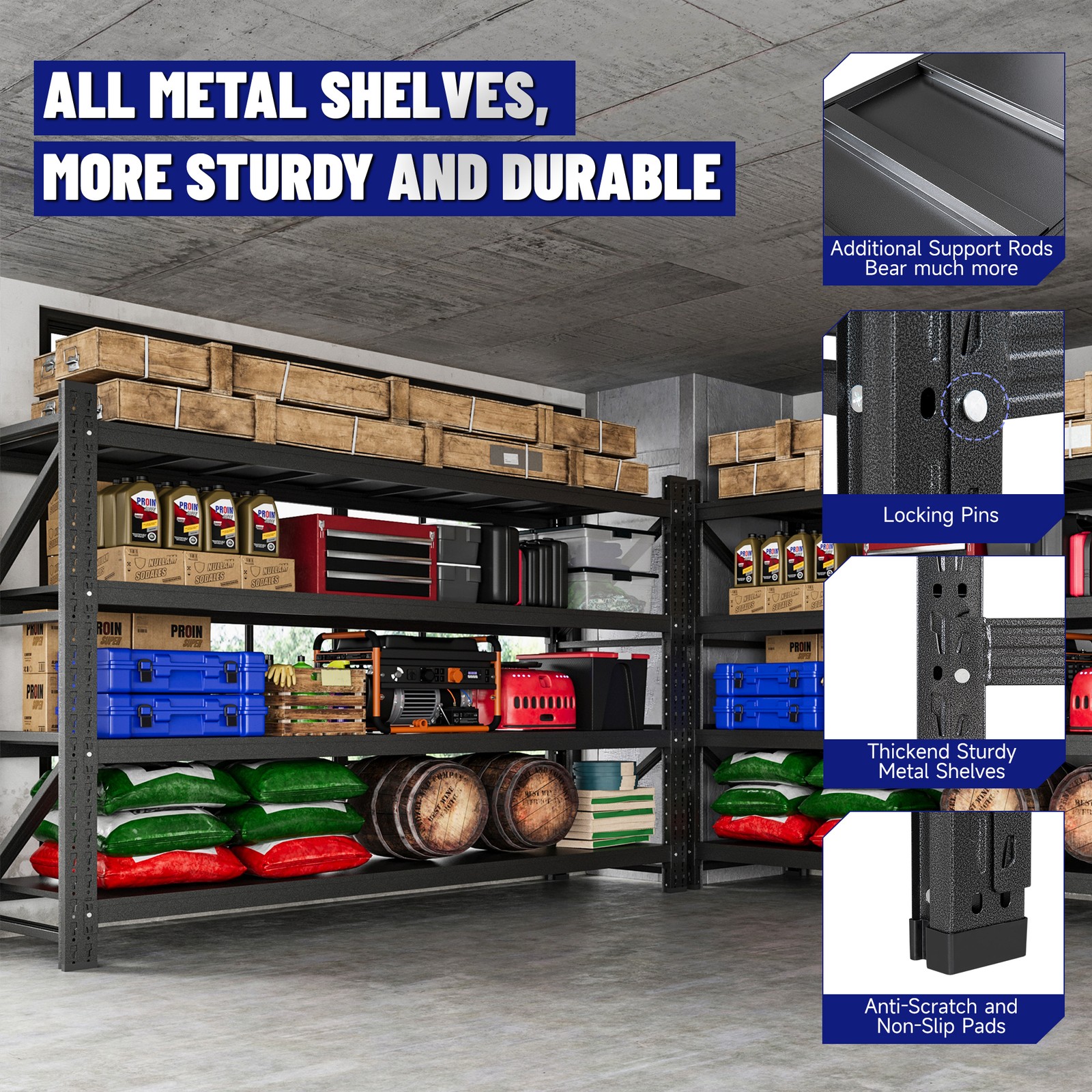5000LBS Heavy Duty Garage Shelving Units, 60" W Metal Storage Rack for Home