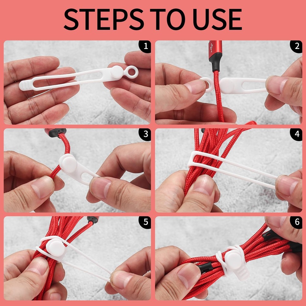 25 Pcs Silicone Cable Ties, Reusable Cable Straps Wire Organizer, Cable Manageme