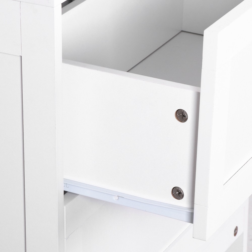 Storage Floor Cabinet Freestanding Entryway Storage Unit Console Table White