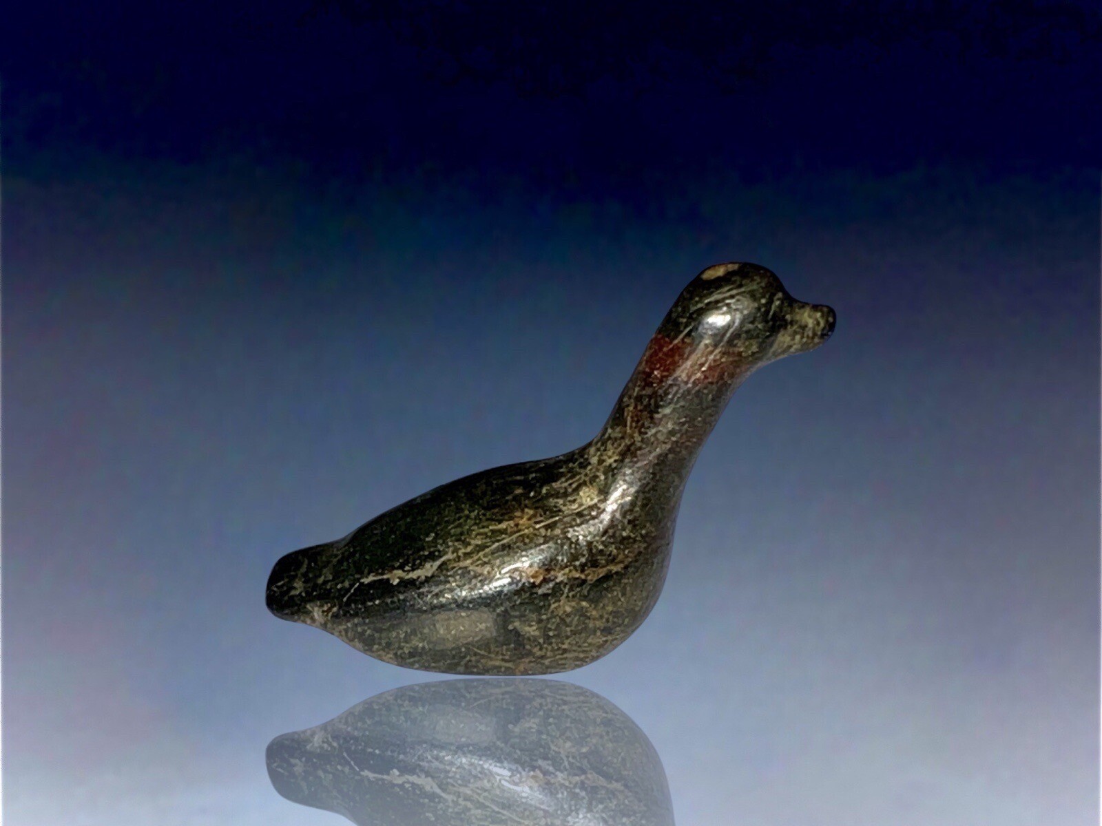 19th Century Inupiat Inuit Carved Stone Hunting Loon Effigy / Fetish