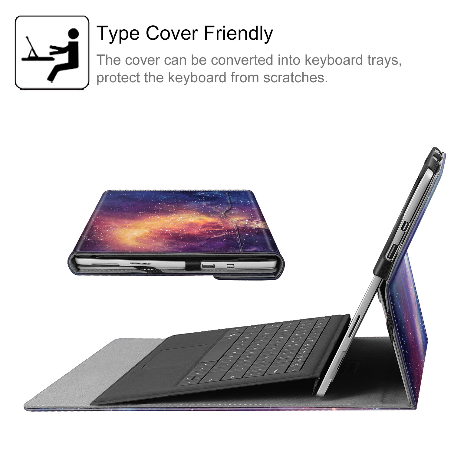 For Microsoft Surface Pro 7 / Pro 6 / Pro 5 / 4 / 3 Case Portfolio Stand Cover
