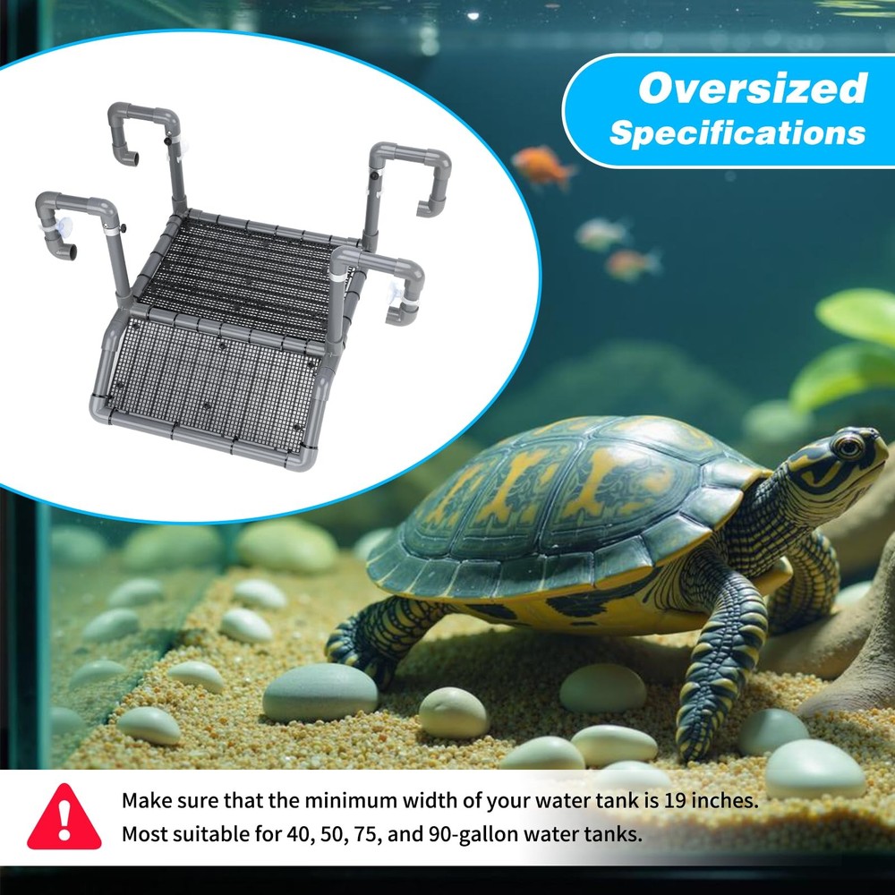 Extra Large Hanging Turtle Basking Platform, 19″ Wider Turtle Dock with Ramp,...