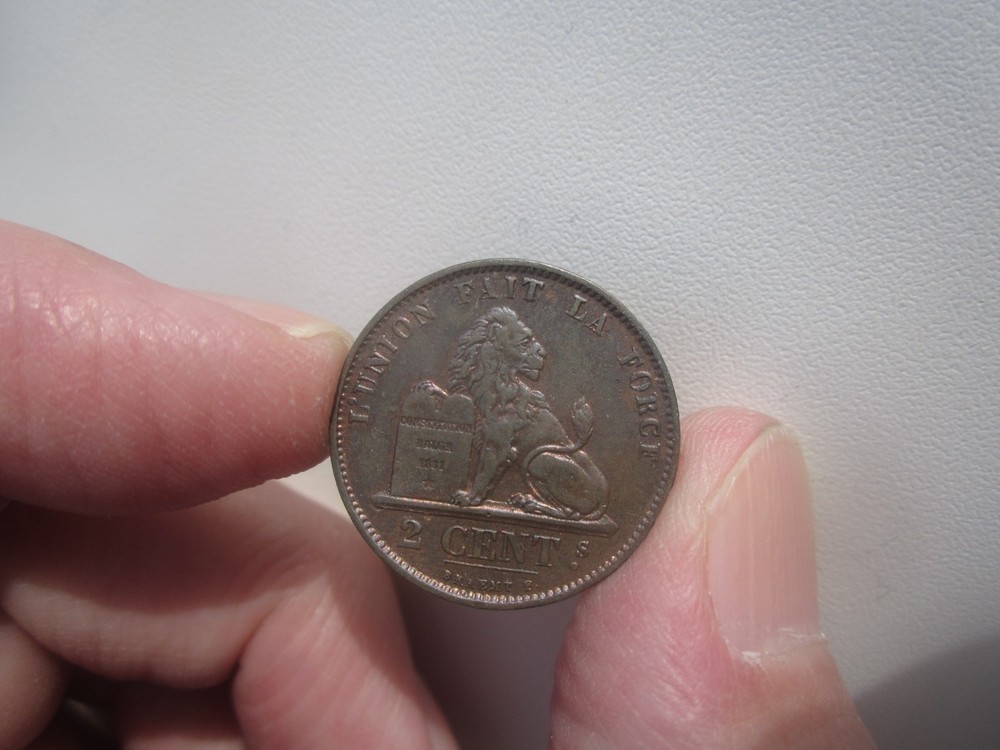 NICE GRADE 1875 BELGIUM 2 CENTIMES