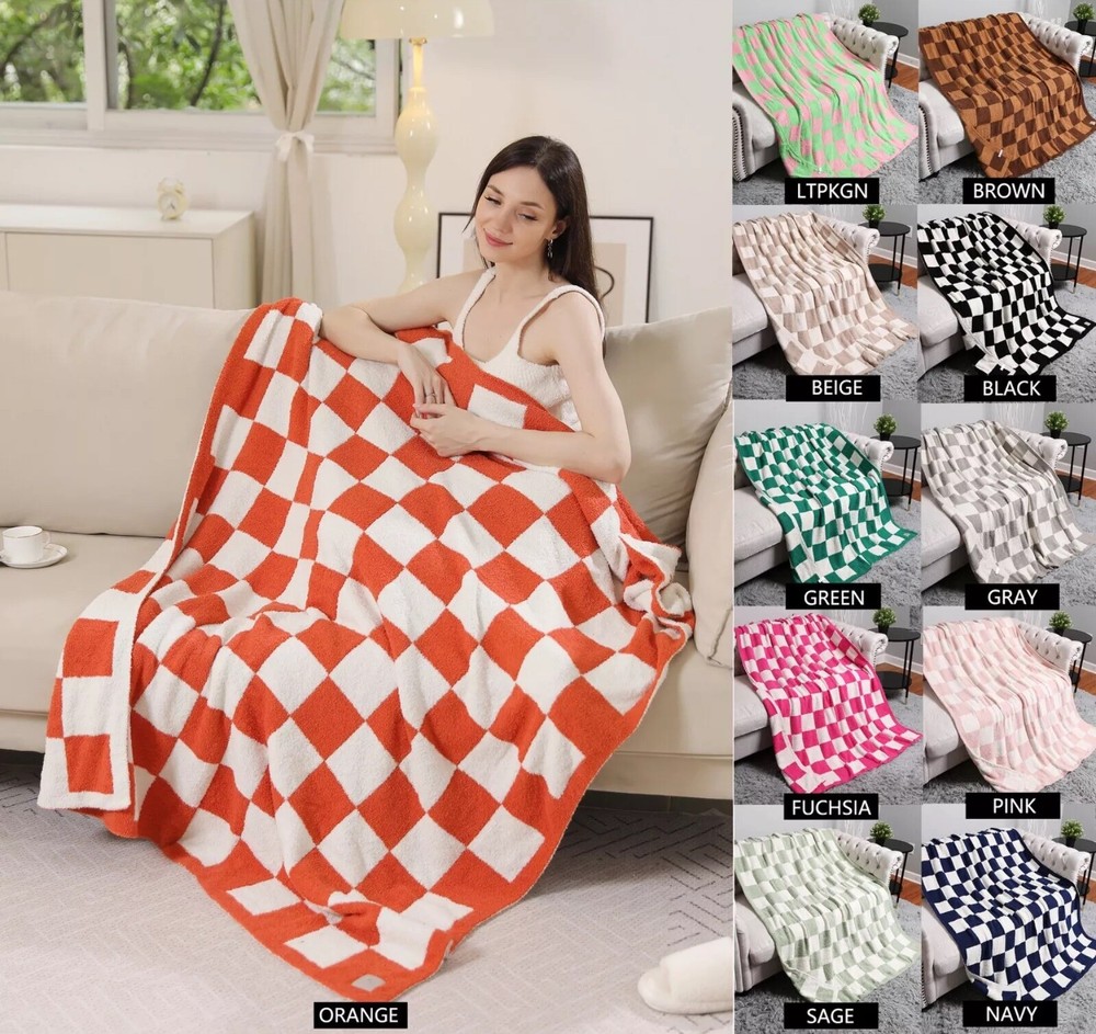 ComfyLuxe Checkered Pattern Throw Blanket
