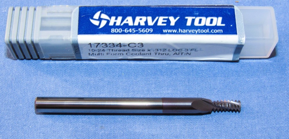 New Harvey Tool Solid Carbide Thread Mill 10-24 TiALN Coated Coolant Through