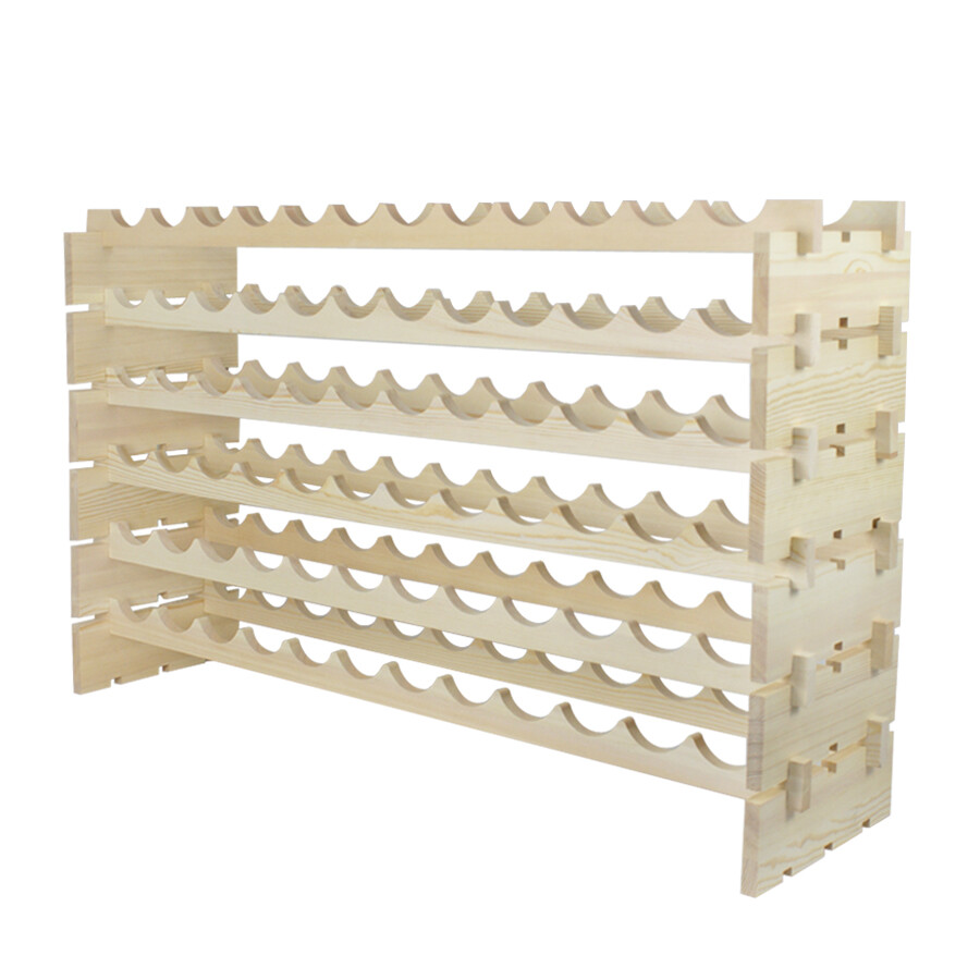 2PCS 72 Bottles Wine Rack Holder Stackable Storage 6 Tier Solid Wood Display