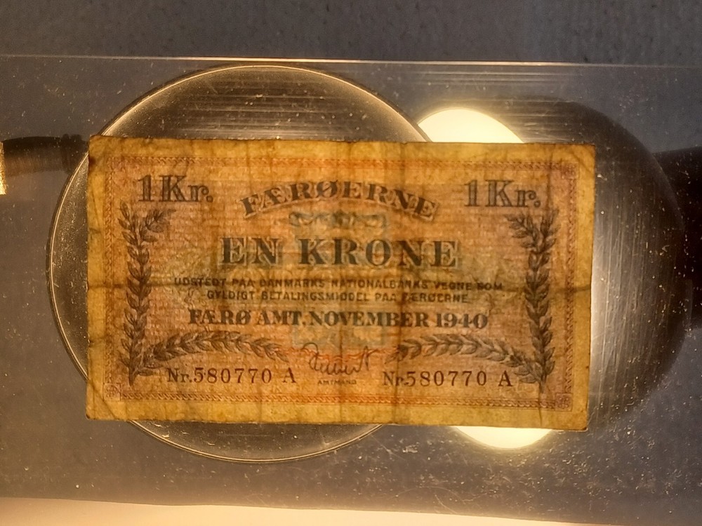 Faroe Islands Denmark 1940 1 Krone Banknote 2nd Emergency Issue