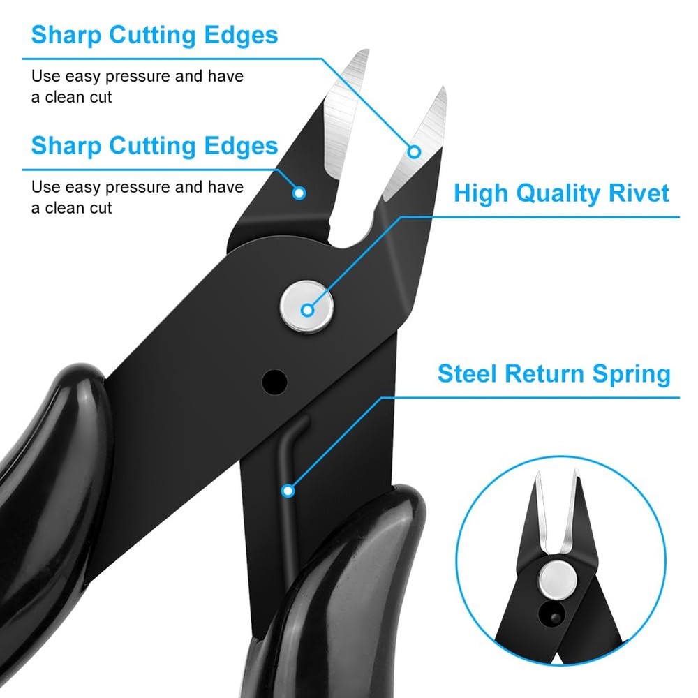 Ainiv Wire Cutters, 2PCS Spring-loaded Side Cutters Flush Cutters, Diagonal C...