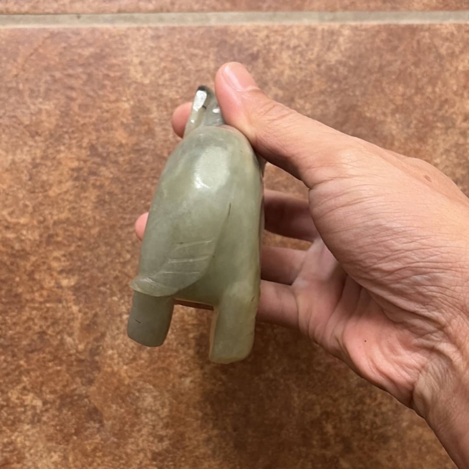 Handmade Jade Elephant Figurine green and Black Collectible Decorative Sculpture