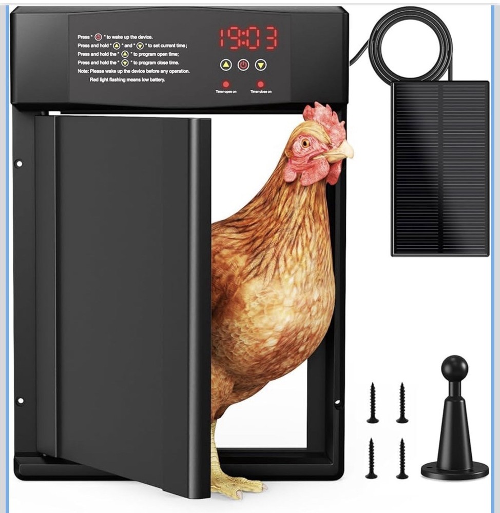 Solar Automatic Chicken Coop Door Opener with Timer Light Sensor Remote Control