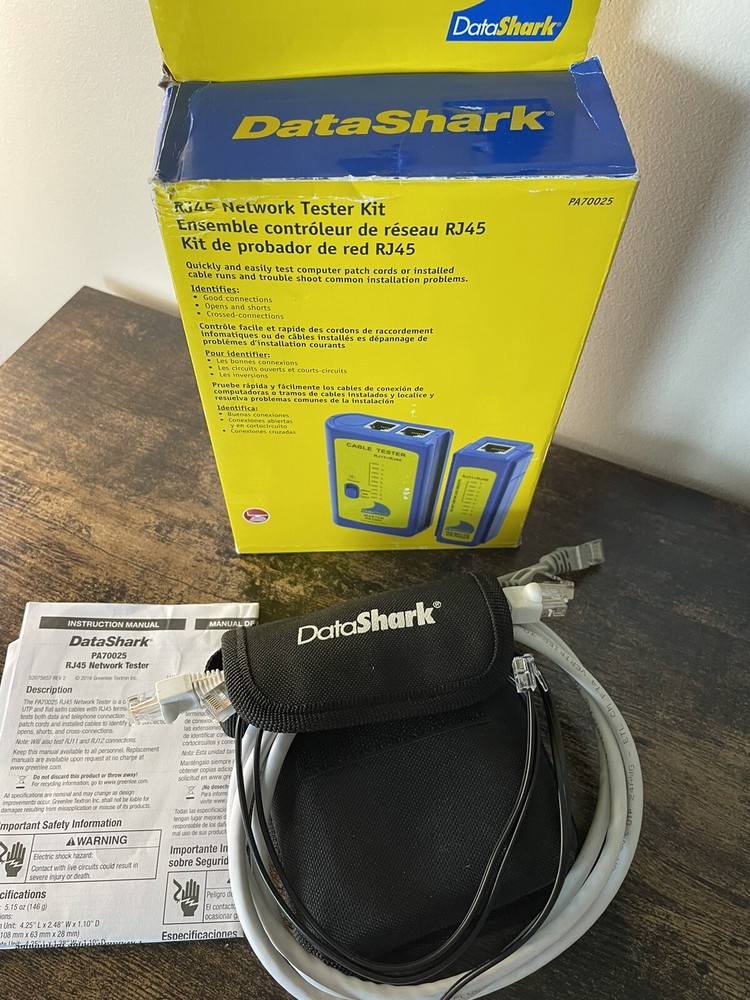 Datashark RJ45 Network Cable Tester with Case and Patch Cords