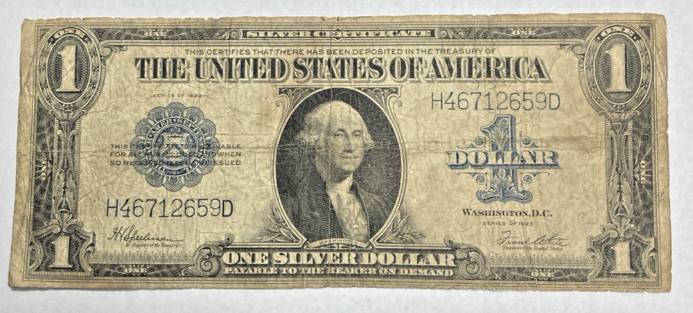 1923 $1 Large Size Silver Certificate Problem free VG