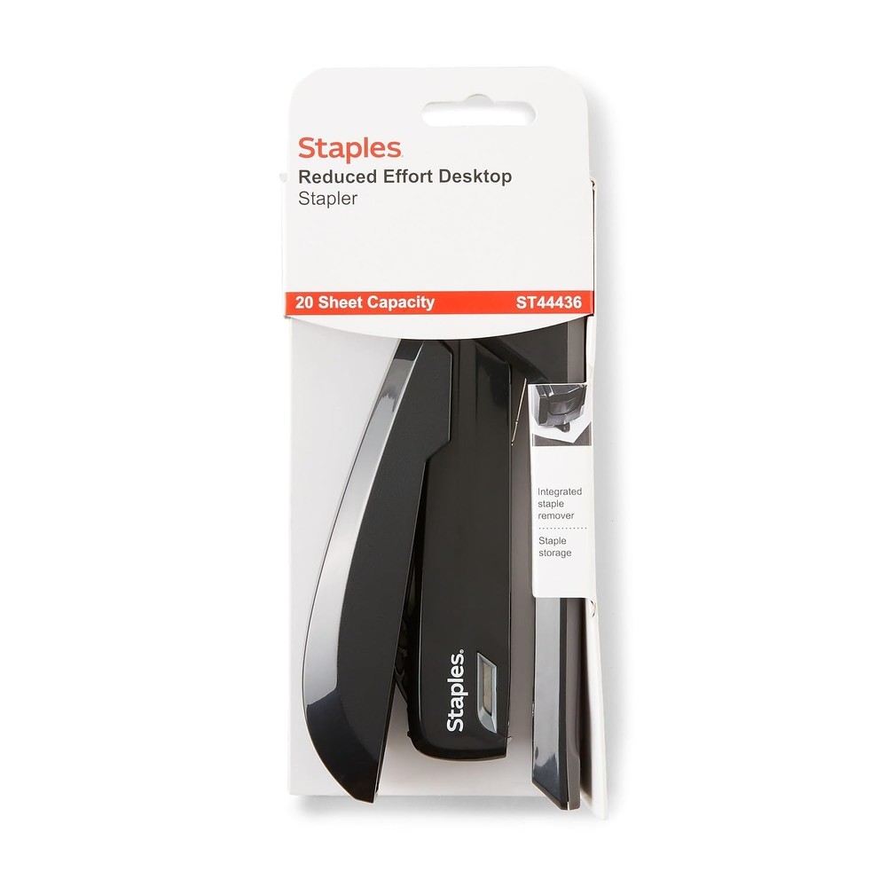 Black Office Staples One Touch Stapler 20 Sheets Capacity With Viewing Window