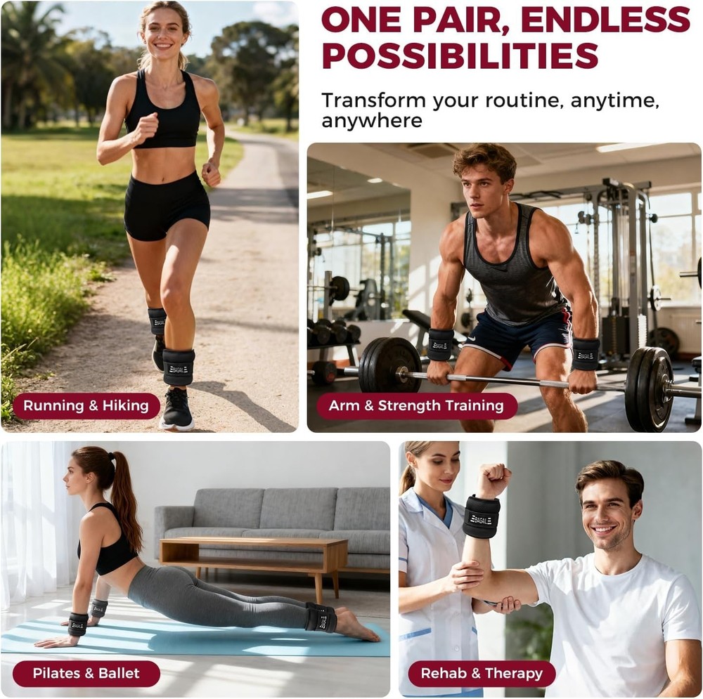 Durable 2 LB Adjustable Ankle & Wrist Weights – Ideal for Strength Training