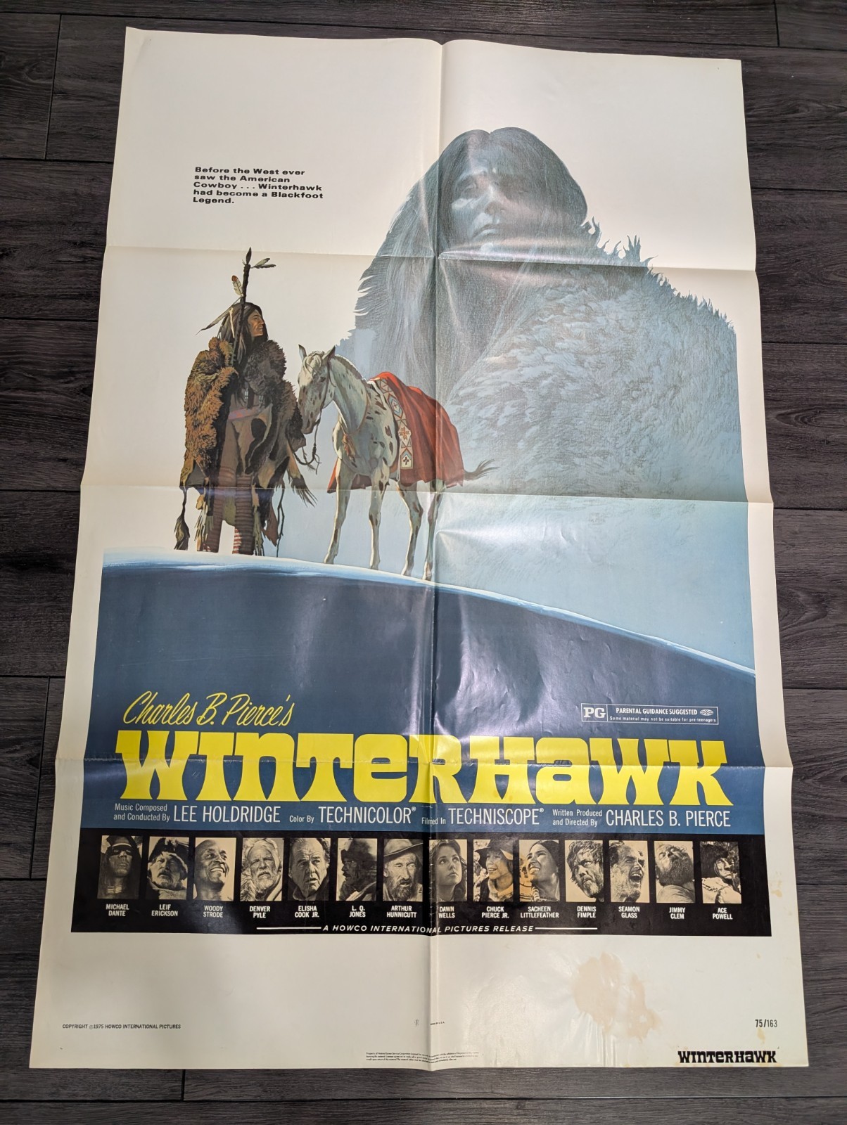 1975 "Winterhawk" Original Movie One Sheet Poster Starring Leif Erickson 27 X 41