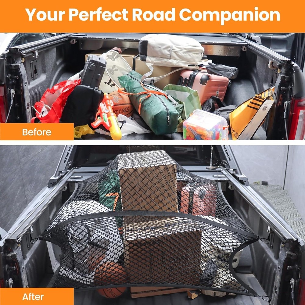 Versatile Elastic Cargo Net for Pickup Trucks - Easy Install & Max Protection
