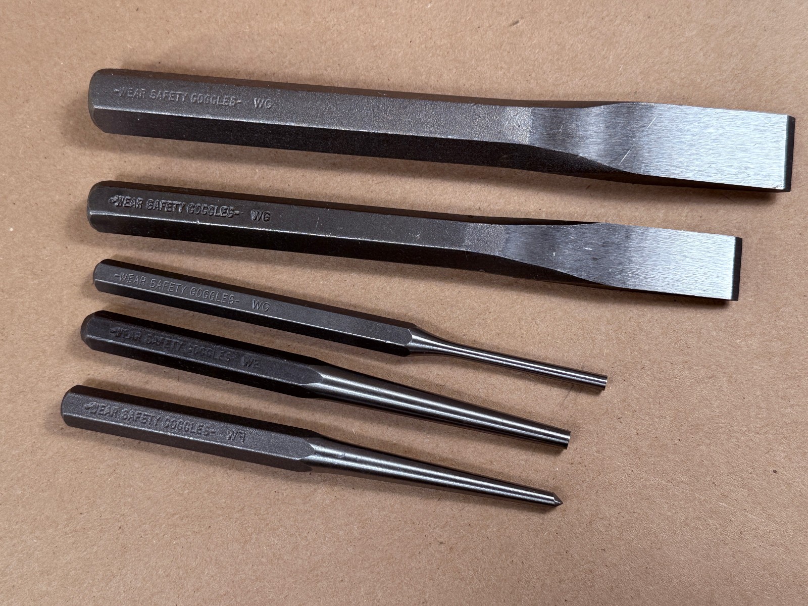 New - 5 Piece Blackhawk USA Aligning & Drive Punch Pin + Cold Chisels -FREE SHIP