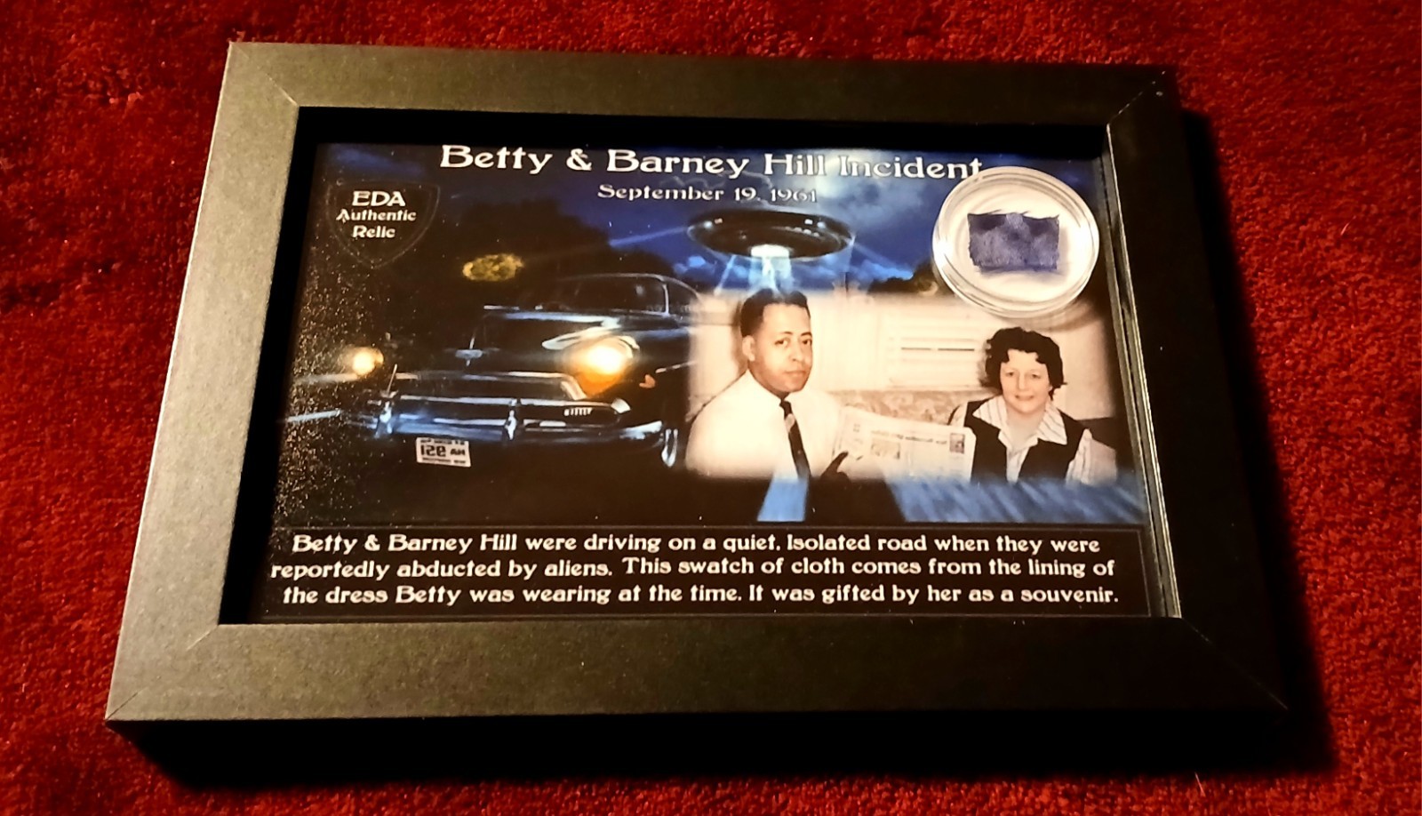 Betty Hills Abduction Dress Swatch Relic Betty And Barney Hill Relic With COA