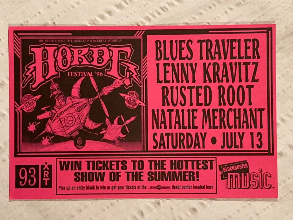 Blues Traveler Horde Fest ‘96 Tour Poster Chicago Lenny Kravitz Natalie Merchant