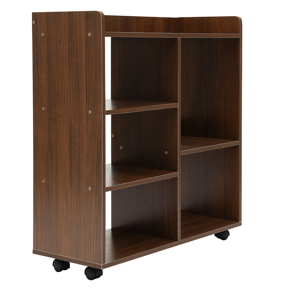 Rolling Printer Stand W/ Three-section Storage Office Filing Cabinet For Office
