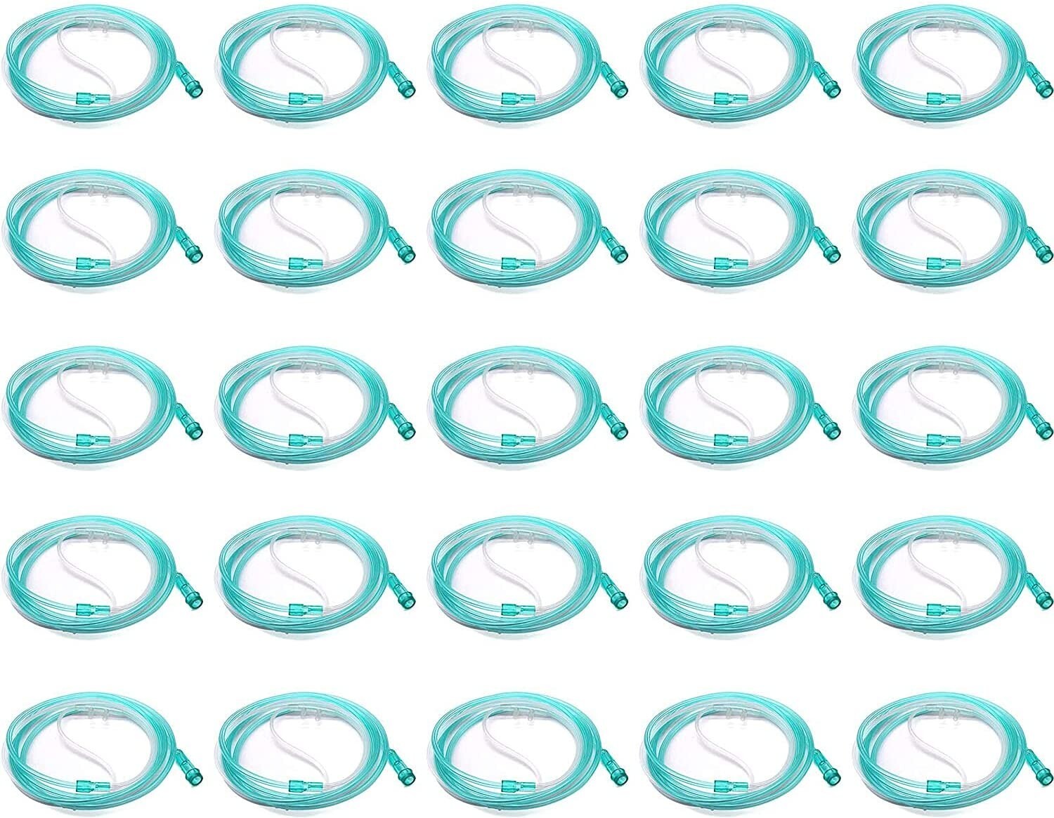BOX OF 10 (TEN) 7FT Adult Flexible Tip Soft Nasal Oxygen Cannulas Green