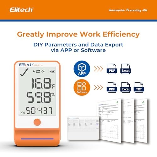 Elitech GSP-6 Bluetooth Data Logger Temperature Humidity for Refrigerator with