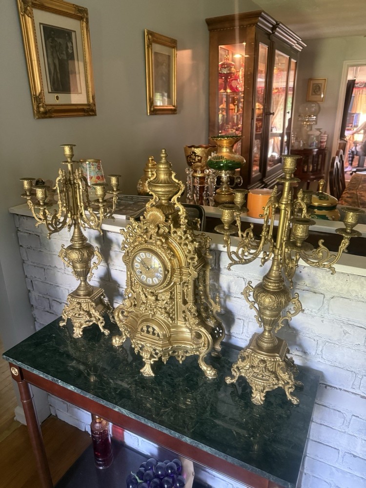 Imperial Italian solid brass clock set 24 inches high