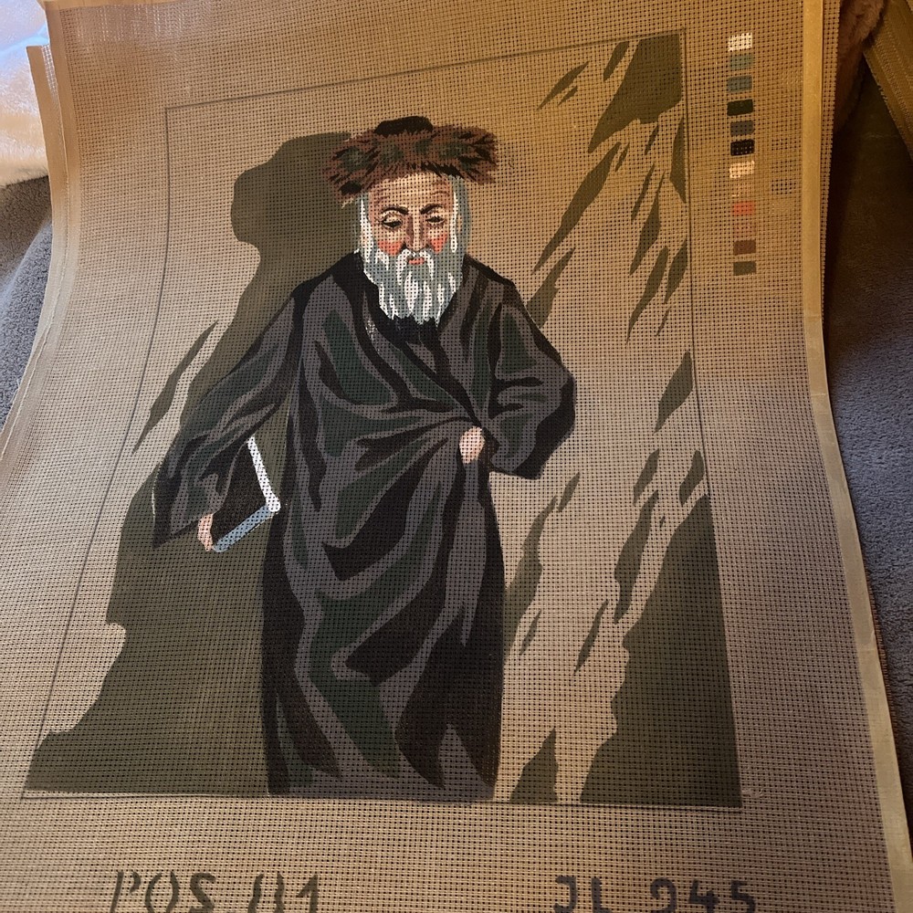 needlepoint canvas hand painted vintage