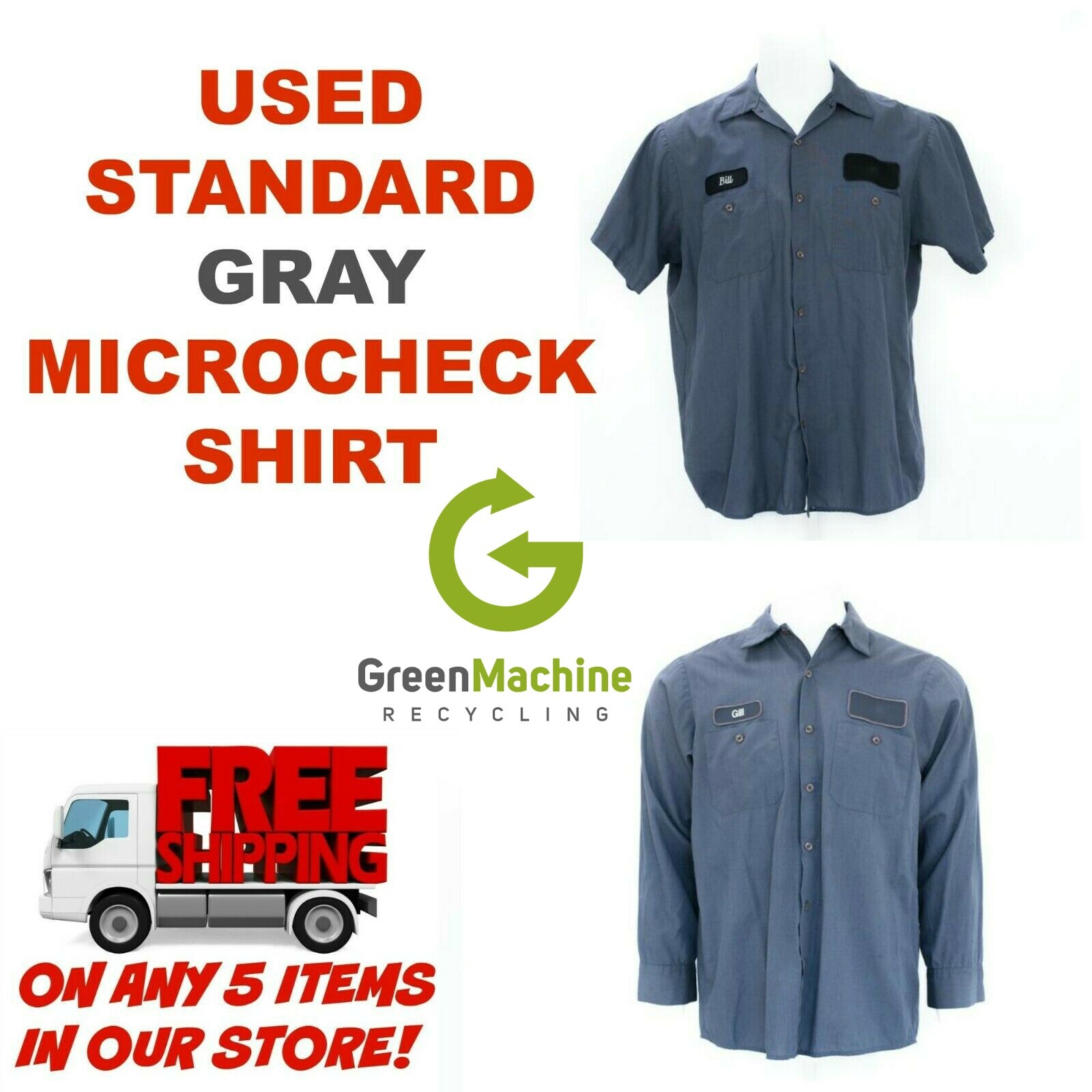 Used Work Shirts Cintas, Redkap, Unifirst, G&K Gray Microcheck