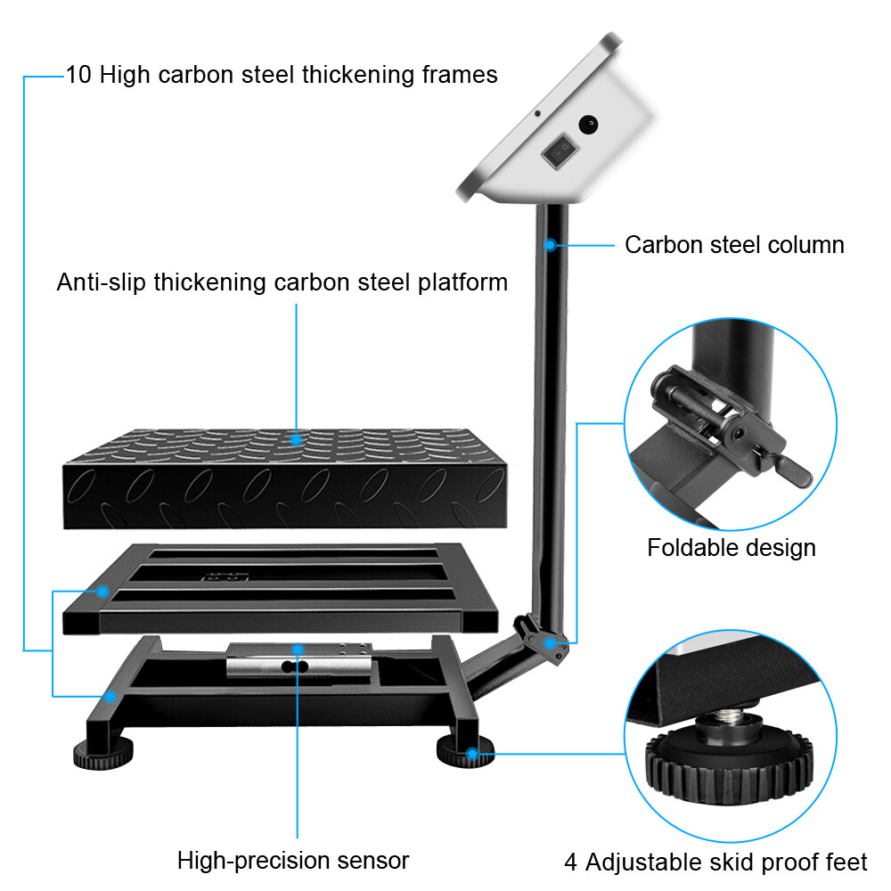 Heavy Duty 220lb Weight Electronic Platform Scale High-Definition LCD Display