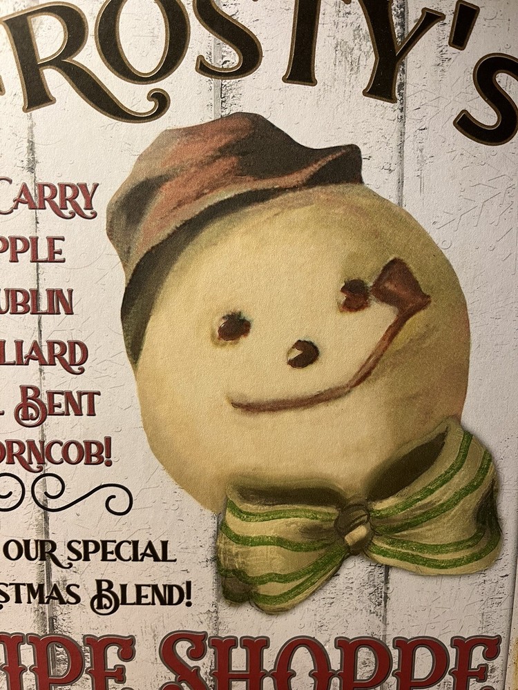 Frosty’s Pipe Shoppe, Snowman, Rustic Handcrafted Plaque / Sign
