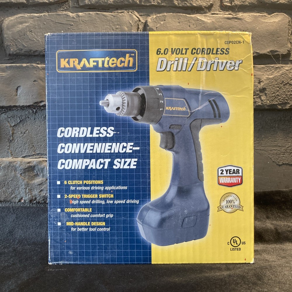 KRAFTtech 6.0 Volt Cordless Drill/Driver CDP02CN-1 Compact Size NEW