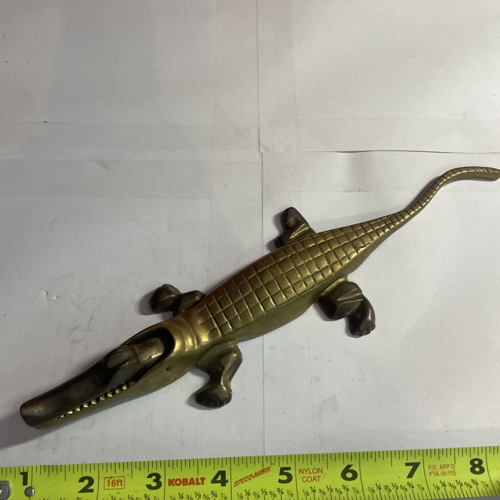 Broken Vintage Brass Alligator Nutcracker
