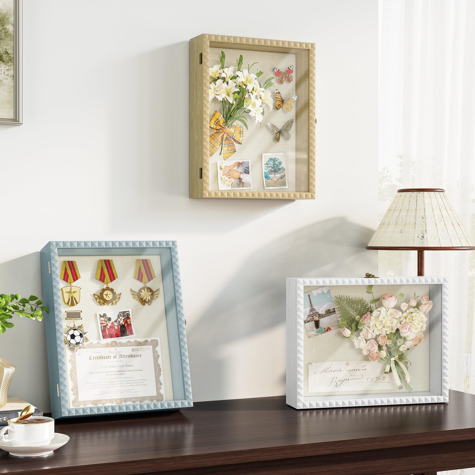 Shadow Box Frame 11x14 Deep Large Shadow Box Display Cases Wood Memory Box With