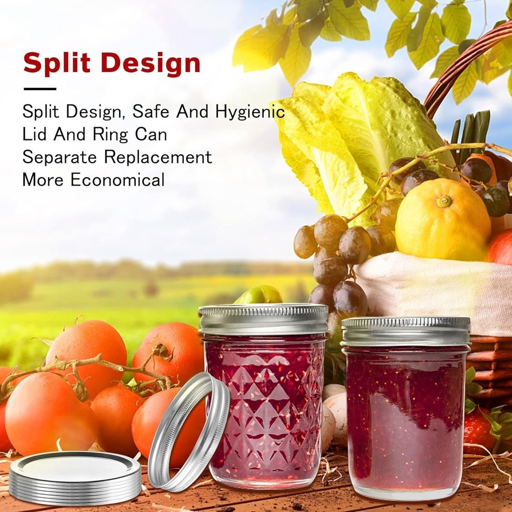 Split-Type Regular Mouth Canning Lids and Rings Set