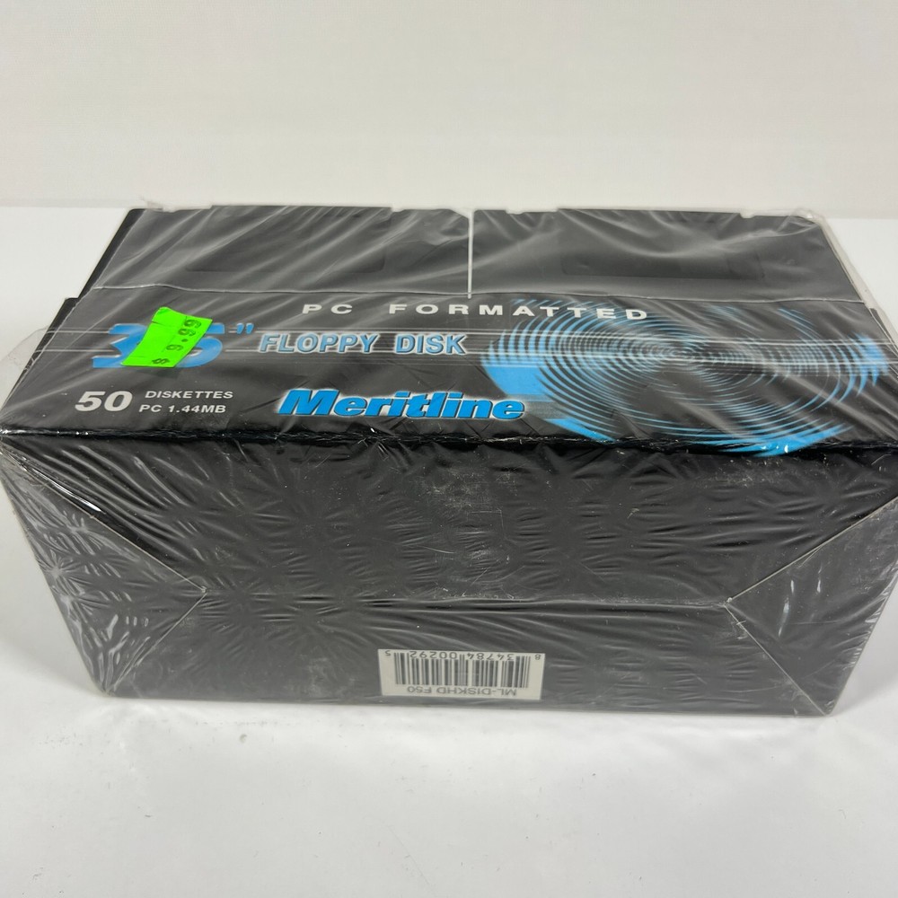 Meritline 3.5 Floppy Disk PC Formatted 50-Pack Diskettes 1.44 MB * NEW! Sealed