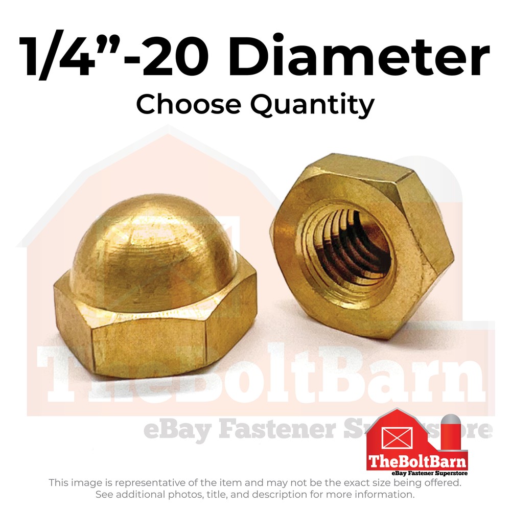 1/4"-20 Brass Acorn Nuts Coarse Thread (Pick Quantity)