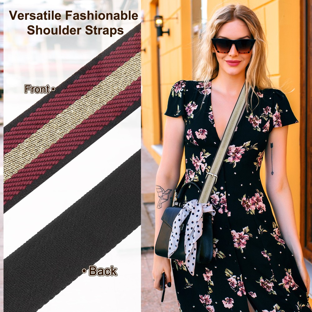 5Yards Nylon Webbing Strap, 38mm Striped Webbing Bag Strap, Wine Red
