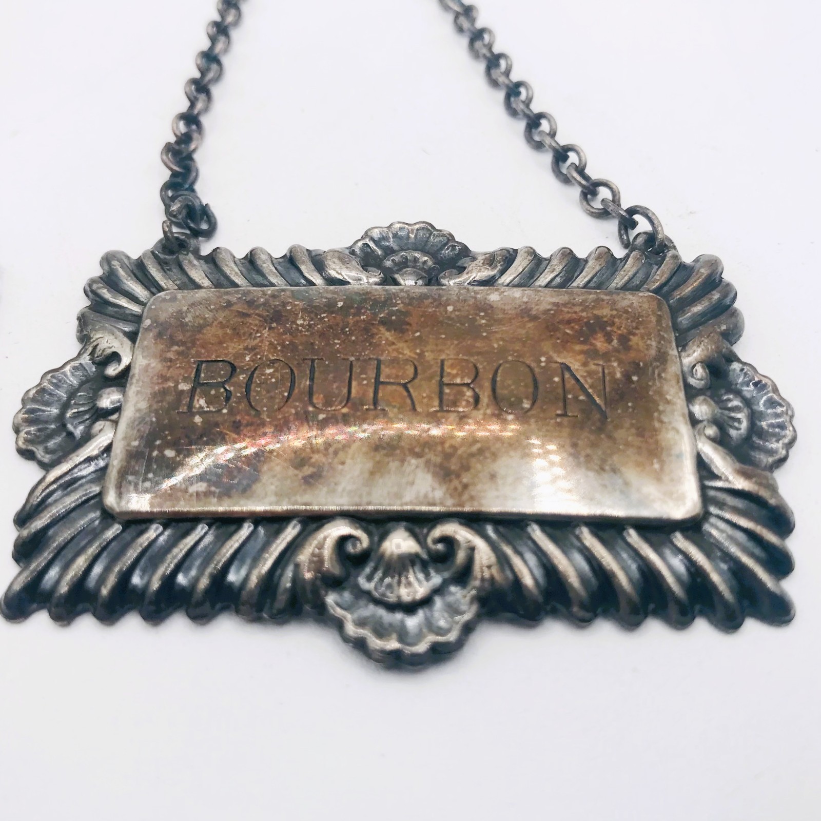 Vtg Plato EPNS Silver Plated Vodka & Bourbon Decanter Labels England SHIPS FREE!