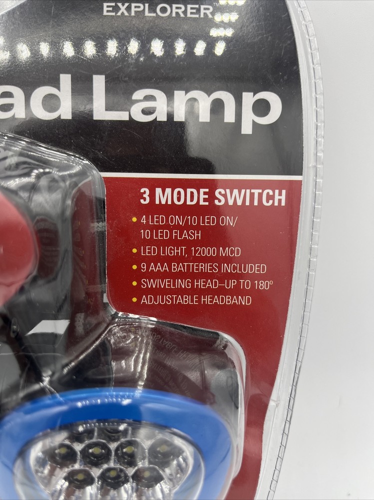 Three Pack 10 LED Head Lamp, Brand NEW Multi Function 3 Mode Switch